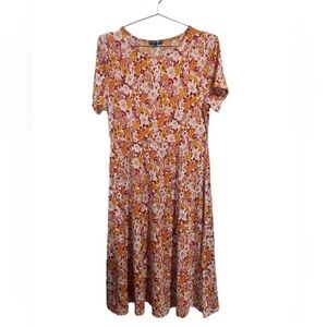 Urban Coco Floral Midi Dress | Short Sleeve Fit & Flare | Fall Colors